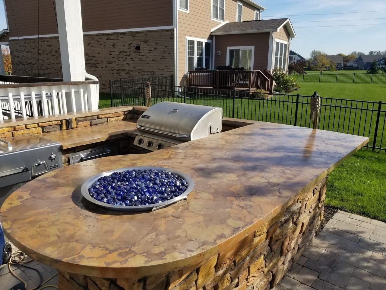 Complete outdoor living space with GFRC kitchen and entertainment area