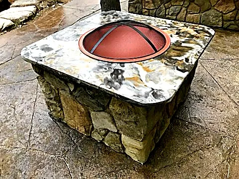 Patio Seating Area with Boulder